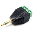 CONECTOR JACK MACHO 3,5mm ESTEREO DORADO CON TERMINALES