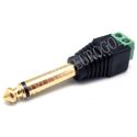 CONECTOR JACK MACHO 6,35mm MONO DORADO CON TERMINALES